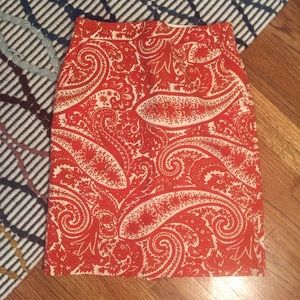 J. Crew Paisley Print Pencil Skirt